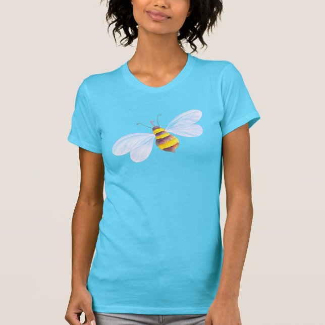 Whimsical honey bee art watercolor t-shirt (Front)