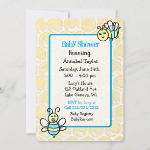 Whimsical Honey Bee Boy's  Baby Shower Invitation