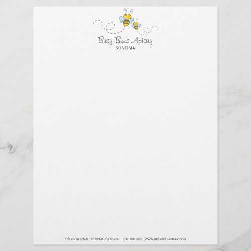 Whimsical Honey Bees Apiary Beekeeper Farm Letterhead