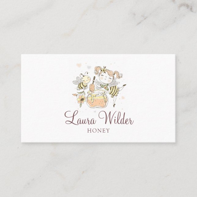 Whimsical Honey Jar BeeBeekeeper Apiary Business Card (Front)