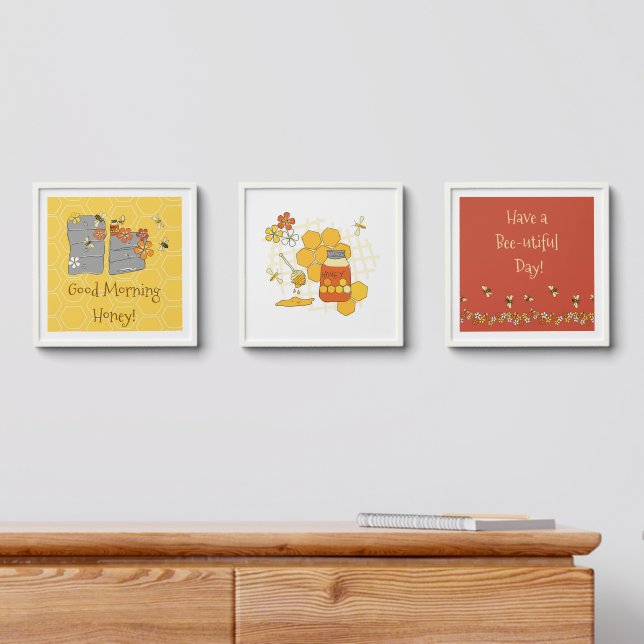 Whimsical Honeybee Triptych  Peel And Stick Photo Tile (Dresser)