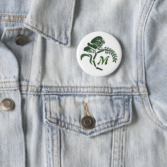 Whimsical Hooded Grasshopper Monogram Button (In Situ)