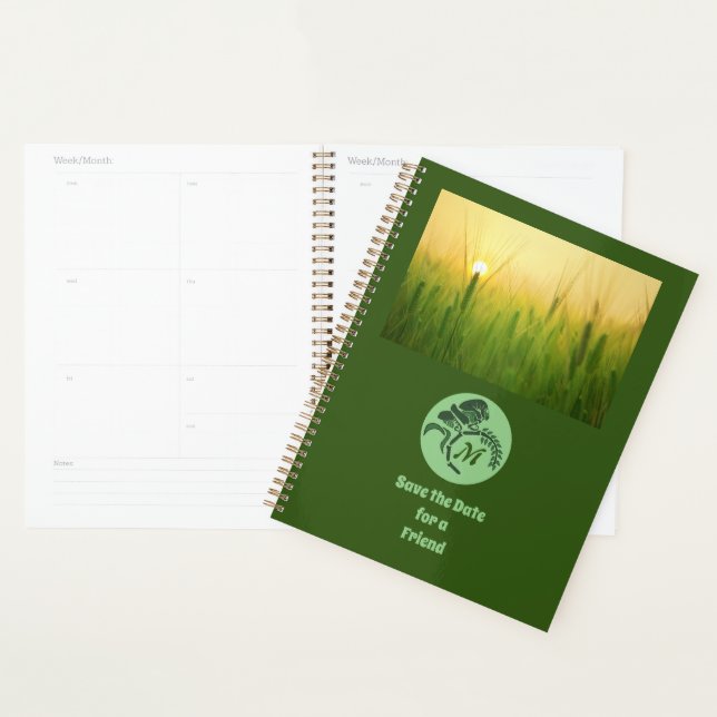 Whimsical Hooded Grasshopper Monogram Photo Planner (Display)