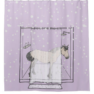 Whimsical Horse Lover Equestrian Shower Stall Curtain