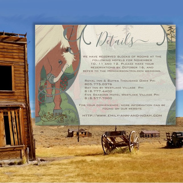 Whimsical Horse Ranch Lodge Destination Wedding Invitation (Creator Uploaded)