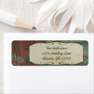 Whimsical Horse Red Flowers Return Address Label