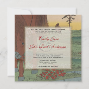Whimsical Horse Swirl Insert Wedding Invitation