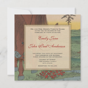 Whimsical Horse Swirl Insert Wedding Invitation