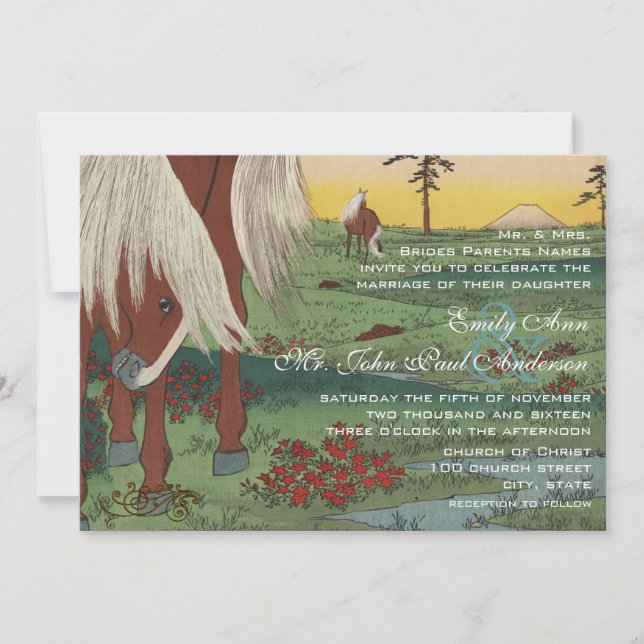 Whimsical Horse Wedding Invitations (Front)