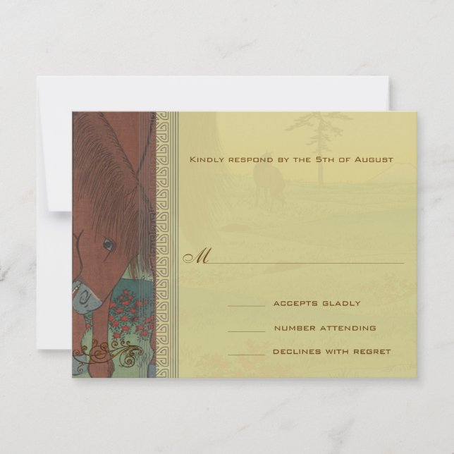 Whimsical Horse Wedding Response Card (Front)