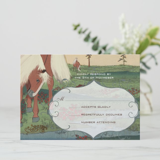 Whimsical Horse Wedding RSVP Invitation (Standing Front)