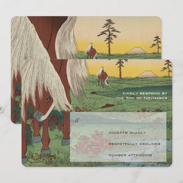Whimsical Horse Wedding RSVP Invitation (Front/Back)