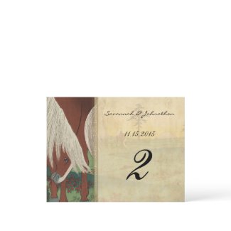 Whimsical Horse Wedding Table Number Cards postcard