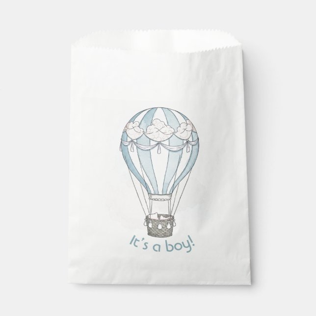 Whimsical hot air balloon baby shower favor bag (Front)