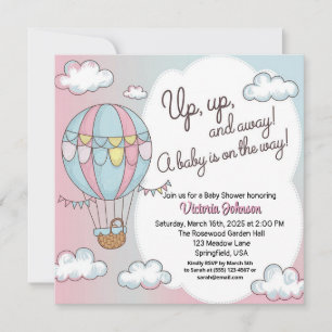 Whimsical Hot Air Balloon Baby Shower Invitation