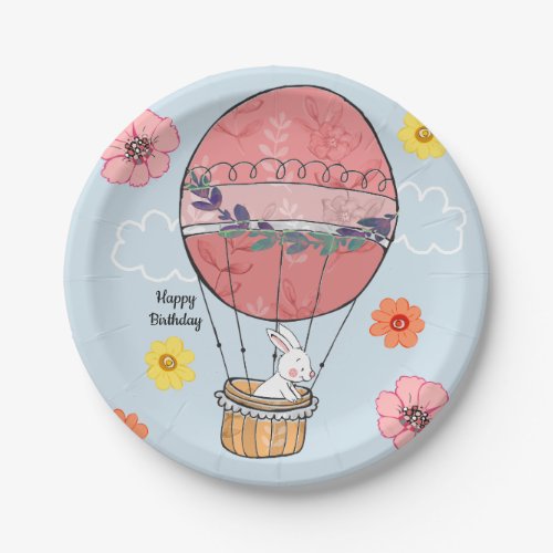 Whimsical Hot Air Balloon Birthday Party Plate