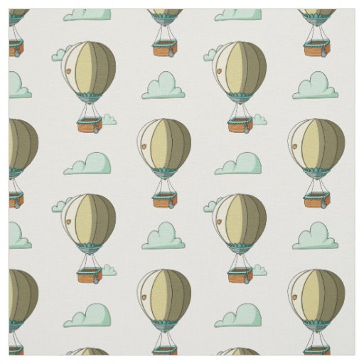 Whimsical Hot Air Balloon Cartoon Nursery  Fabric