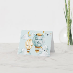 Whimsical Hot Air Balloon Letterpress Thank You Card