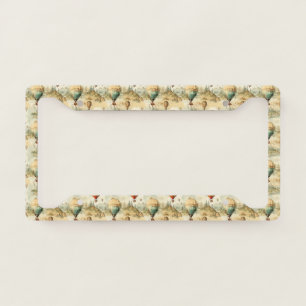 Whimsical Hot Air Balloon Mountain Map License Plate Frame
