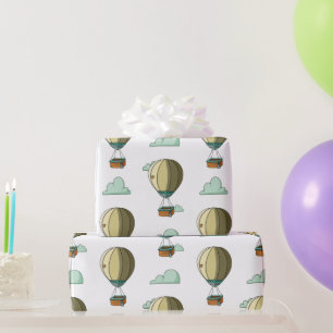 Whimsical Hot Air Balloon Neutral Baby Shower Wrapping Paper