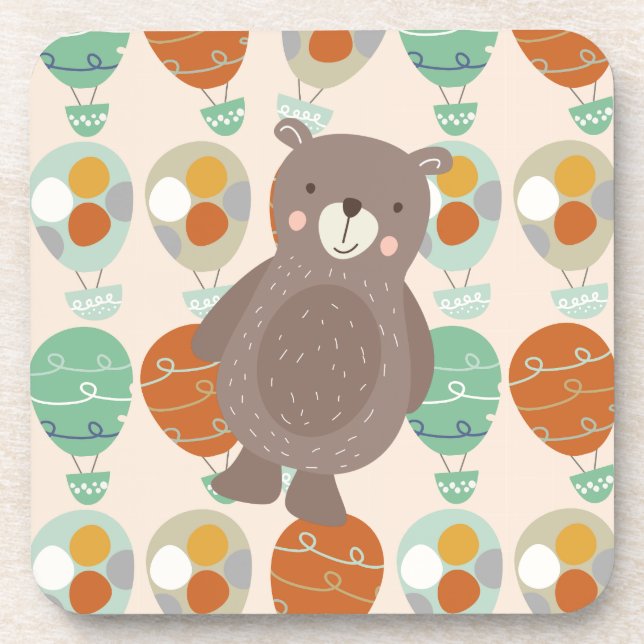 Whimsical Hot Air Balloons Beverage Coaster (Front)