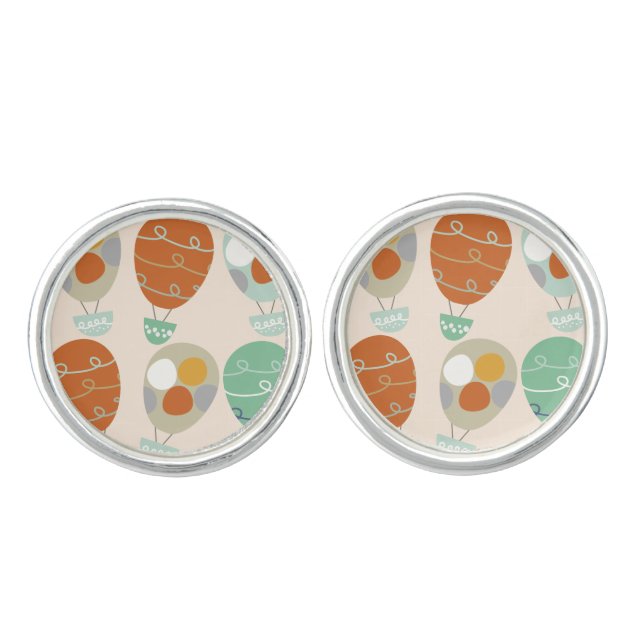 Whimsical Hot Air Balloons Cufflinks (Front)