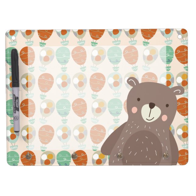 Whimsical Hot Air Balloons Dry Erase Board With Keychain Holder (Front)