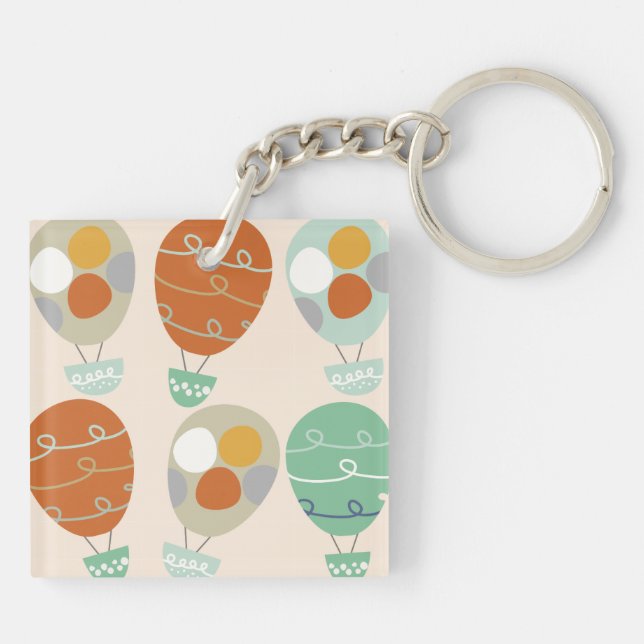 Whimsical Hot Air Balloons Keychain (Back)