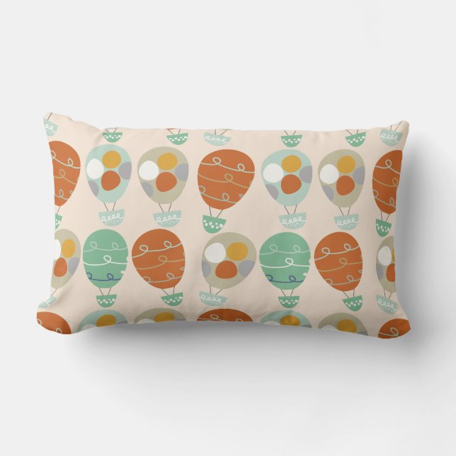 Whimsical Hot Air Balloons Lumbar Pillow (Front)