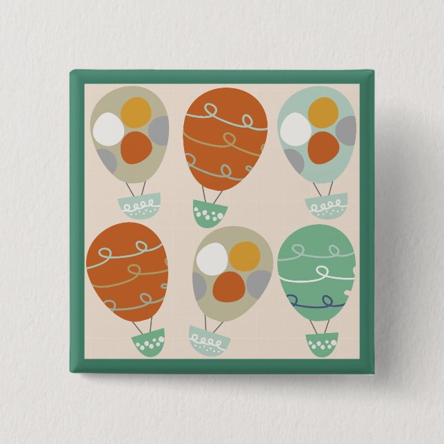 Whimsical Hot Air Balloons Pinback Button (Front)