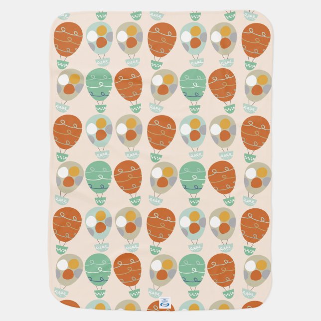 Whimsical Hot Air Balloons Receiving Blanket (Back)