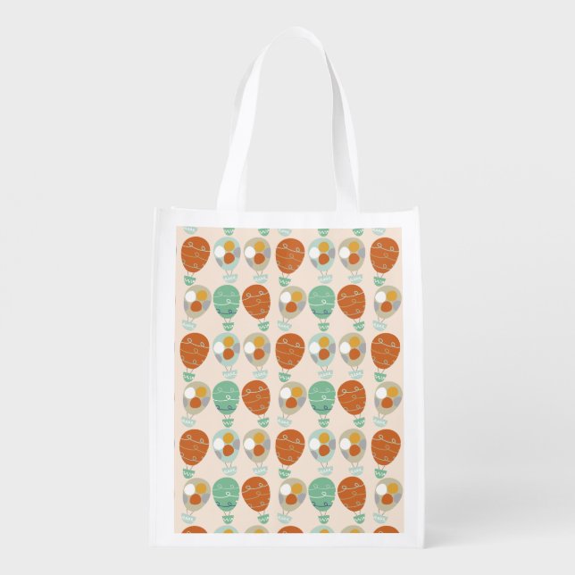 Whimsical Hot Air Balloons Reusable Grocery Bag (Back)