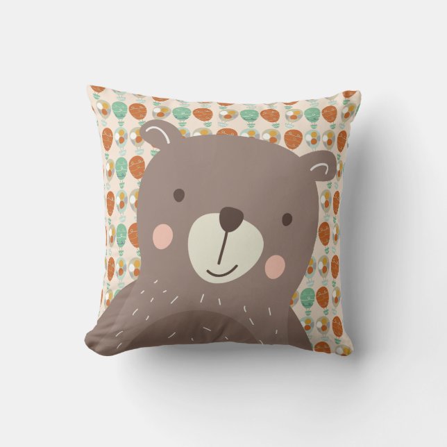 Whimsical Hot Air Balloons Throw Pillow (Front)