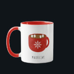 Whimsical Hot Cocoa Snowflake Coffee  Mug<br><div class="desc">Whimsical Hot Cocoa Snowflake Coffee Mug - An adorable red cup of hot chocolate with marshmallows and a festive snowflake is featured on our mug. Mug is personalized. Mug is part of a collection. If you would like to change the font or font color, please use the "customize further" link....</div>