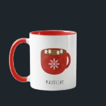 Whimsical Hot Cocoa Snowflake Coffee  Mug<br><div class="desc">Whimsical Hot Cocoa Snowflake Coffee Mug - An adorable red cup of hot chocolate with marshmallows and a festive snowflake is featured on our mug. Mug is personalized. Mug is part of a collection. If you would like to change the font or font color, please use the "customize further" link....</div>
