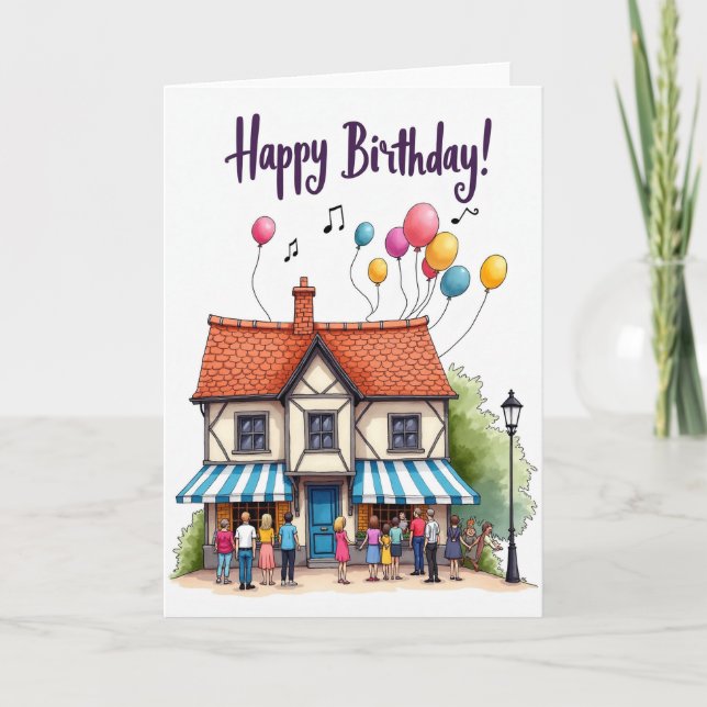 Whimsical House Birthday Card (Front)