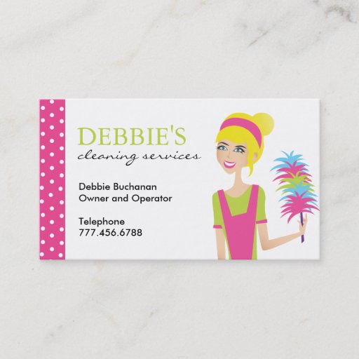 Customizable Whimsical House Cleaning Services Business Cards