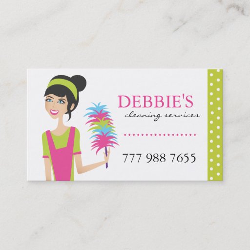 Customizable Whimsical House Cleaning Services Business Cards