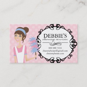 Whimsical House Cleaning Services Business Cards by colourfuldesigns at Zazzle