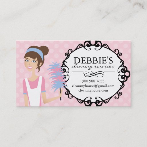 Customizable Whimsical House Cleaning Services Business Cards