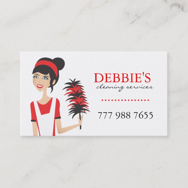 Whimsical House Cleaning Services Business Cards (Front)