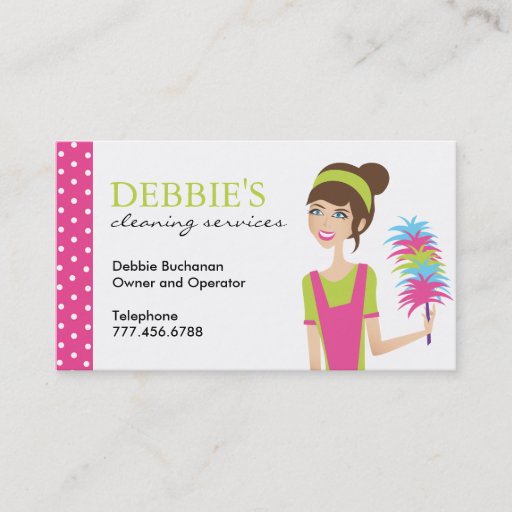 Customizable Whimsical House Cleaning Services Business Cards