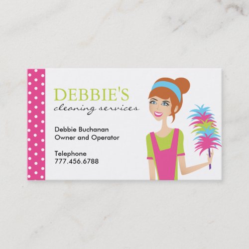 Whimsical House Cleaning Services Business Cards