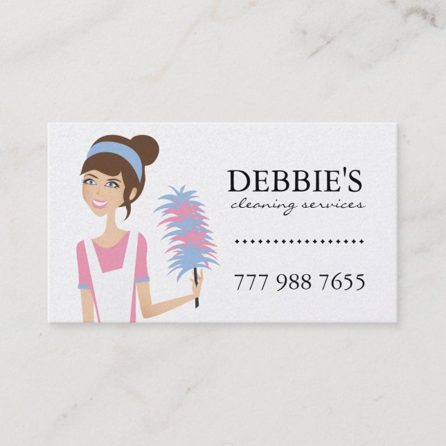 Whimsical House Cleaning Services Business Cards (Front)