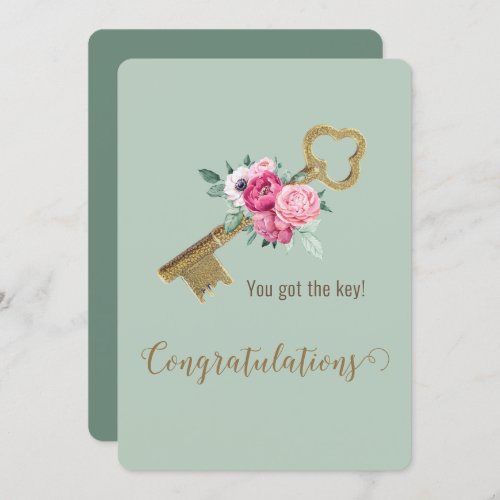 Whimsical House Key Congratulations New Home Chic Card