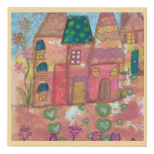 Whimsical Houses 5 Faux Canvas Print