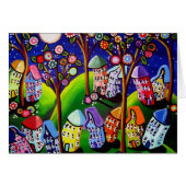 Whimsical Houses Trees Fun Card (Front Horizontal)