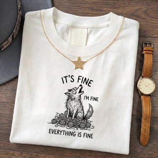 Whimsical Howling Wolf Anxiety Humor Quote Tee