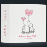 Whimsical Hugs And Kisses Elephants Baby Book 3 Ring Binder<br><div class="desc">Fanciful little girl baby book/photo album with a cute baby and mother elephant themed design. If you need assistance with placement or customization,  please use the "Contact This Designer" link on the right hand side of this page.</div>