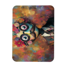 Whimsical Humanoid With Big Eyes and Floral Hair